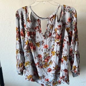 Sky Blue Blouse with Multi Colored Florals